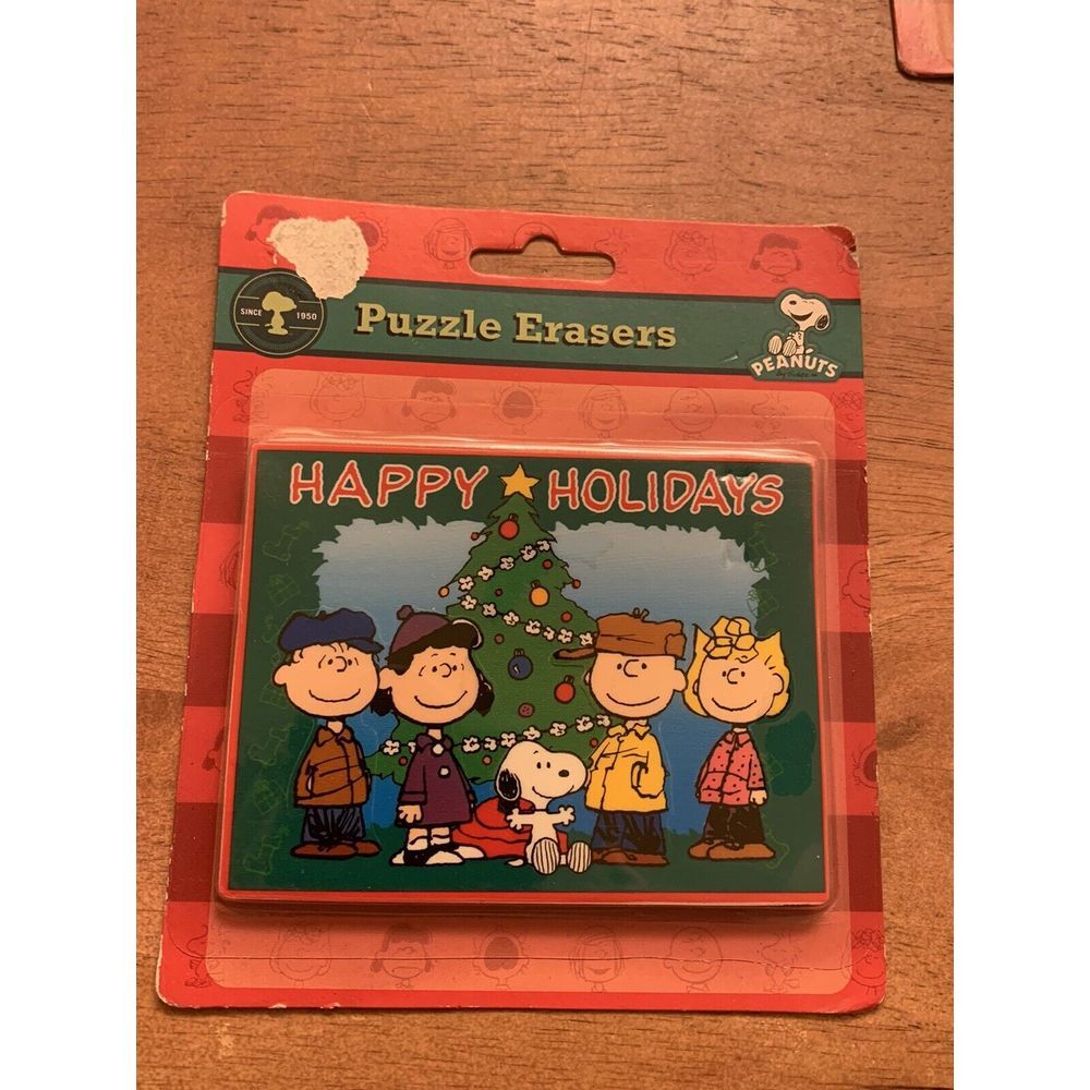 Peanuts Puzzle Eraser HAPPY HOLIDAYS‎ By Shultz Charlie Brown Snoopy Christmas